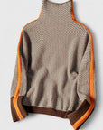 Women's orange high collar striped knit jumper