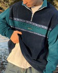 Men's khaki zip-up knit jumper with half-zip collar