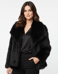 Women's faux fur coat soft warm relaxed fit in beige