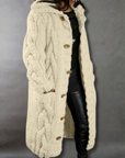 Women's blue longline cable knit coat