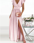 Lena | Long Sleeve Maxi Dress Ruffled V Neck 1