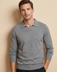 Men’s grey men's knitted polo sweater