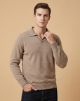 Men’s grey men's knitted polo sweater