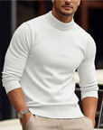 Men's white turtleneck jumper with soft knit