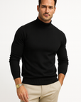 Men's white turtleneck jumper with soft knit