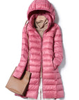 Women's blue lightweight quilted puffer jacket