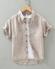 Linen Button Down Shirt White Relaxed Fit 1