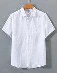 Linen Shirt Relaxed Fit Button Down White 1