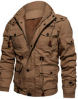 Men's military jacket waterproof fleece lined winter in dark green