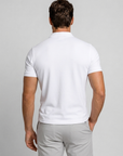 Men’s white men's slim fit zip polo shirt