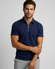 Men’s white men's slim fit zip polo shirt