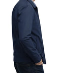Men's blue harrington jacket with check lining and zip front
