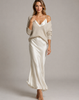 Women’s white women's satin maxi dress and knit set