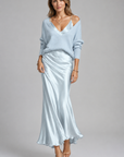 Women’s women's satin maxi dress and knit set