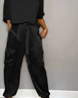 women's tailored satin two-piece set