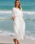 Women’s white women's cotton midi dress