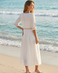 Women’s white women's cotton midi dress