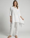 Women’s white women's tunic and pants two piece set
