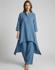 Women’s white women's tunic and pants two piece set