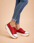 women's knit platform lace-up sneakers