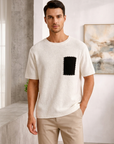 Men’s white men's textured t-shirt chest pocket