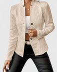 Women's white textured cropped tailored jacket