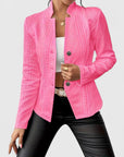 Women's white textured cropped tailored jacket