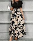 Maxi Dress A-Line Silhouette Bow-Tie Waist Botanical Print Cotton Women 3