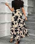 Maxi Dress A-Line Silhouette Bow-Tie Waist Botanical Print Cotton Women 4