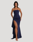 Maxi Dress Black Strapless High Slit Elegance 5