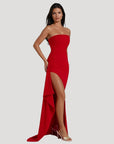 Maxi Dress Black Strapless High Slit Elegance 6