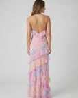 Maxi Dress Ruffle Design Flowing Silhouette Pastel Colors Evening Wear 1