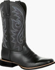 Men's brown cowboy boots with decorative western stitching and classic pointed toe