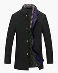 men's royal blue wool blend slim fit coat with detachable collar