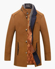 men's royal blue wool blend slim fit coat with detachable collar