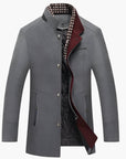 men's slim fit wool blend coat with detachable zip collar
