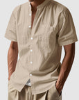 Men's Shirt Linen Short Sleeve Relaxed Fit 0