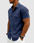 Men's Shirt Short Sleeve Utility Pocket Relaxed Fit 5