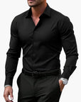 Men's slim fit business shirt long sleeve in black