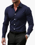Men's slim fit business shirt long sleeve in black
