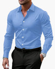 Men's slim fit business shirt long sleeve in black