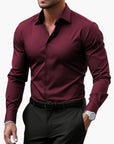 Men's slim fit business shirt long sleeve in black
