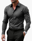 Men's slim fit business shirt long sleeve in black