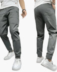 Men's stretch cargo pants slim tapered fit in black