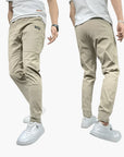 Men's stretch cargo pants slim tapered fit in black
