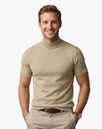 Men's T-Shirt Short Sleeve Turtleneck Fitted Body Plain Design Casual Wear 1