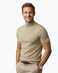 Men's T-Shirt Short Sleeve Turtleneck Fitted Body Plain Design Casual Wear 3