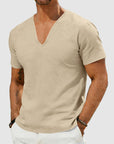 Men's T Shirt V-Neck Short Sleeve Relaxed Fit 1