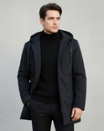 men's black hooded waterproof windproof winter jacket