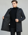 men's black hooded waterproof windproof winter jacket